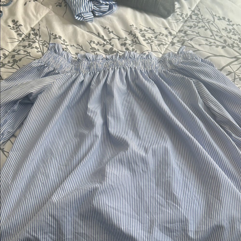 SHEIN Blue Striped Off-Shoulder Blouse